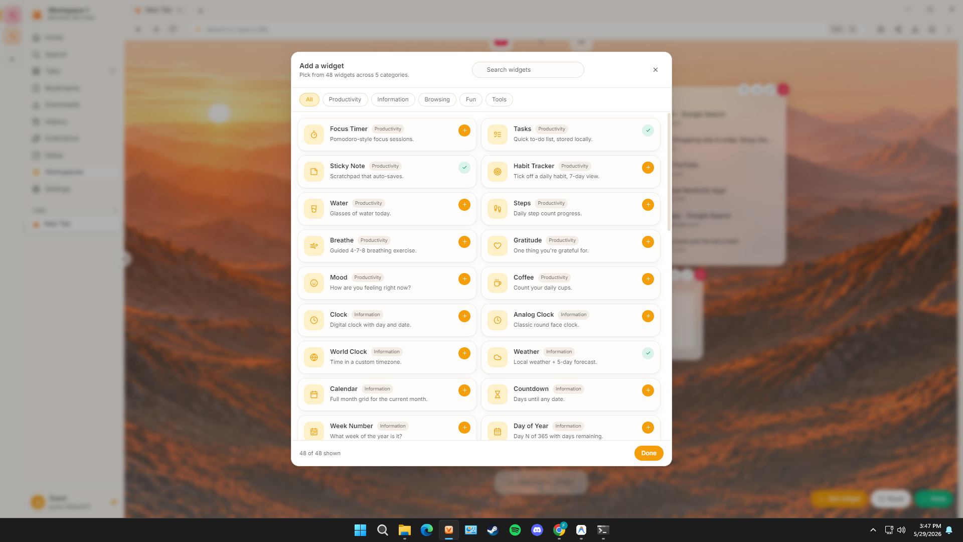 50+ widgets